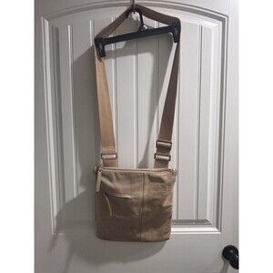 Amerileather Beige Slim Leather Crossbody Messenger Bag Purse